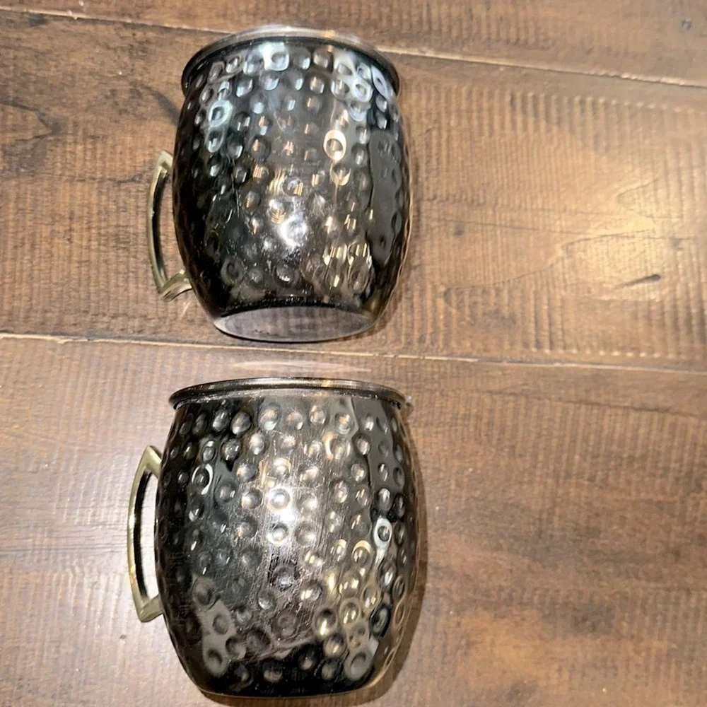 Set of 2 hammered bronze Moscow mule mugs